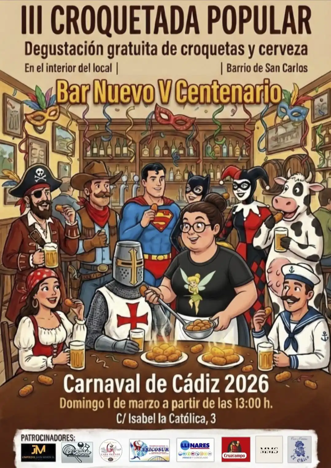 Otra sabrosa opción para arrancar el Carnaval Chico: 96 kilos de croquetas gratis en la III Croquetada Popular