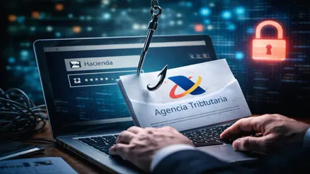 Un ordenador con un anzuelo usando de cebo a la Agencia Tributaria.
