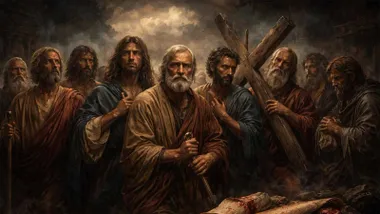 Doce Apóstoles de Jesús de Nazaret alineados.