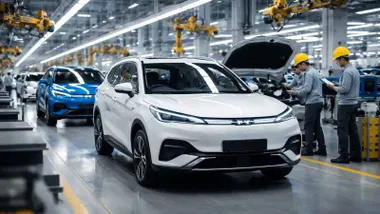 BYD blanco en cadena de montaje.