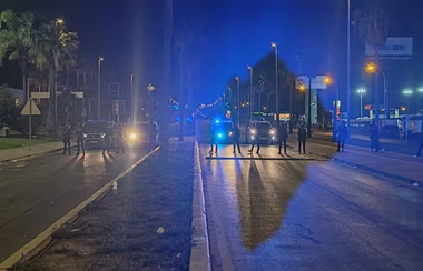 Cordón de la Policía Nacional en El Puerto.