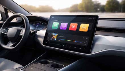 Coche con un panel de entretenimiento digital.