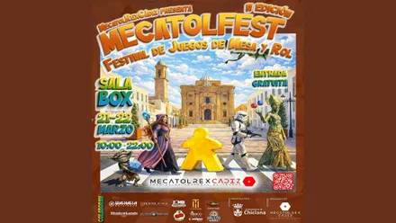 cartel dibujado, muy vistoso, imitando al disco de los Beatles del Metacolfest.