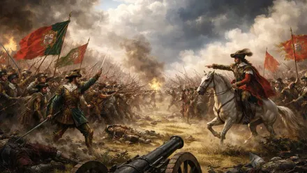 Tropas portuguesas enfrentándose a las españolas.