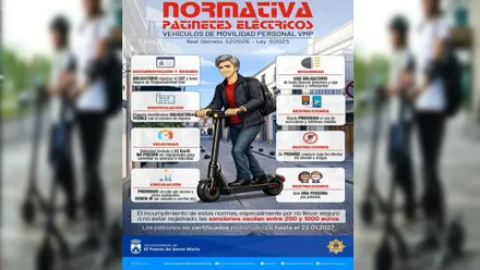 Cartel de la normativa en El Puerto en materia de patinetes.