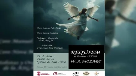 Un ángel en el cielo que es parte del cartel del concierto del Réquiem de Mozart en Chiclana.