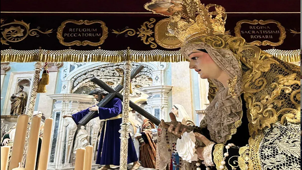 Pasos de la Cofradía de la Sanidad esperando en el Oratorio de San Felioe. Foto: Cofradía de la Sanidad.