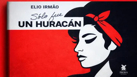 Portada roja, negra y blanca del libro "Sólo fue un huracán" de Elio Irmao.