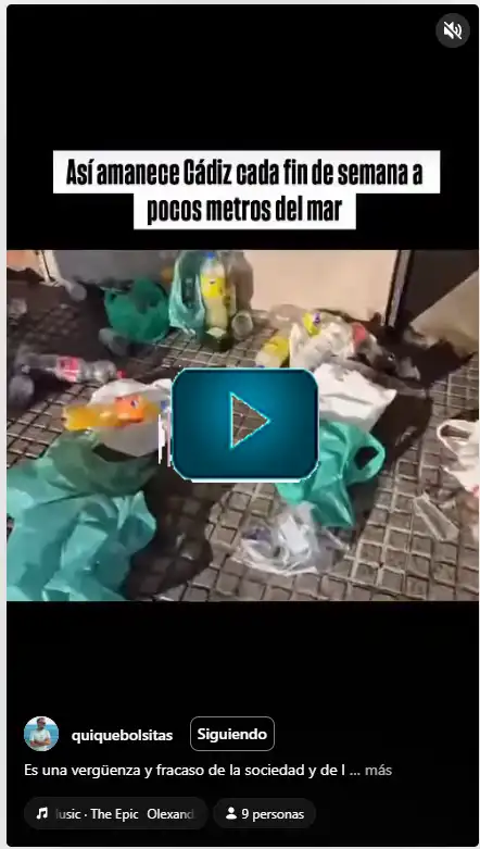 Denuncian el lamentable estado de Punta San Felipe en Cádiz tras el botellón del fin de semana: así amanece la zona