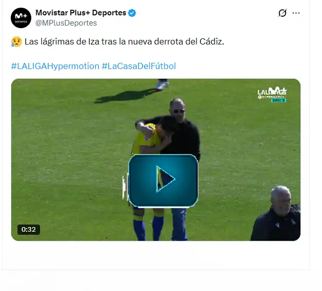 Las lágrimas de Iza reflejan el momento de un Cádiz CF que sigue sin reaccionar