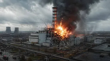 Momento de la explosión del reactor nuclear número 4 de Chernóbil.