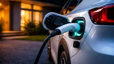 Recarga de batería de un cochen eléctrico.