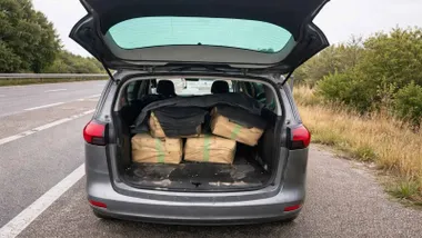 Conche con un maletero lleno de fardos de hachís.