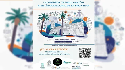 Cartel, con predominio del blanco del I Congreso de Divulgación Científica.
