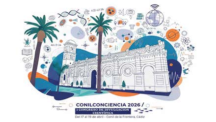 Dibujo de una fachada de Conil donde se ubica uno de los eventos de ConilConCiencia 2026.