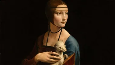 "La Dama del Armiño", el cuadro en el que una mujer sostiene a un animal blanco, un armiño, en sus brazos.