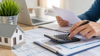 Persona con su calculadora revisando el borrador de la Renta 2025.