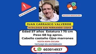 Cartel de búsqueda de Juan Carrasco en San Fernando, está desaparecido.