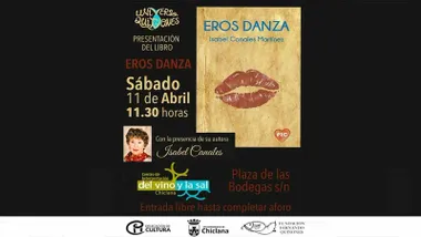 Cartel en blanco y negro, destacando la portada de libro en color crema con un beso rojo en el centro.