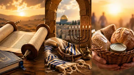 La Torah, la Menorah y otros símbolos del Judaísmo.