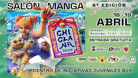 Ilustración de una chica de anime en el cartel del Salón del Mango de Chiclana.