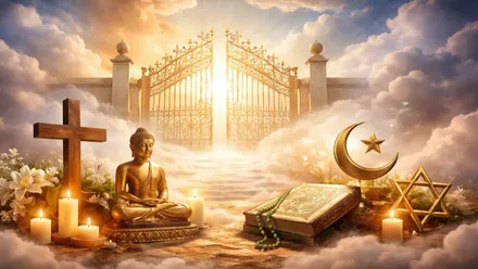 Puertas del Paraíso y los símbolos de las diferentes religiones.