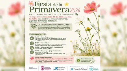 Cartel en tonos pastel de la Fiesta de la Primavera 2026 en Chiclana.