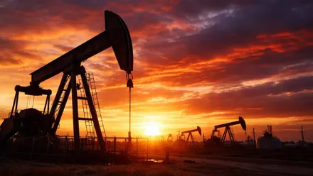 Máquinas pesadas extrayendo petróleo.