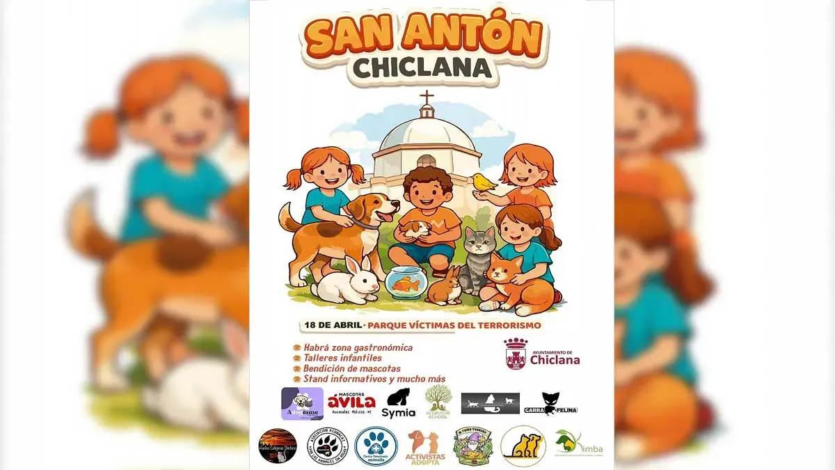 Cartel en dibujos animados de niños jugando con mascotas.