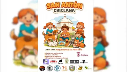 Cartel en dibujos animados de niños jugando con mascotas.
