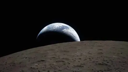 La Tierra vista desde la Luna, desde su lado oculto.