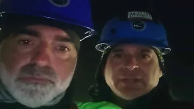 Los trabajadores atrincherados Manuel Balber y Jesús Galván.