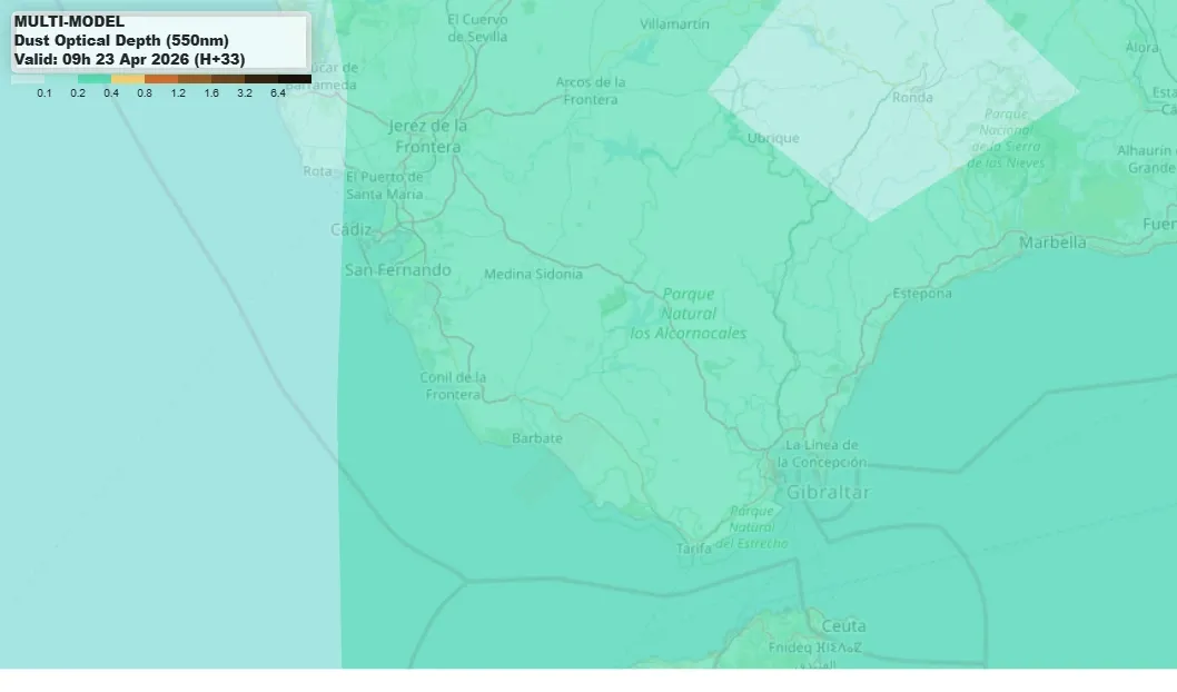 La calima se resiste en Cádiz mientras se acerca un cambio de tiempo con lluvias desde el viernes