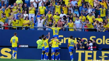 Los jugadores del Cádiz CFcelebran el definitivo 3-0 ante el CD Leganés. Foto: LaLiga.