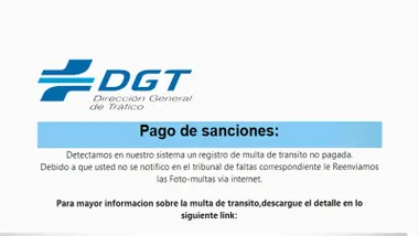 Correo electrónico con la falsa multa de la DGT.