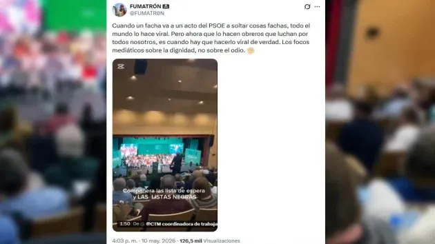 Captura imagen en el momento que se interrumpe el mitin de María Jesús Montero.