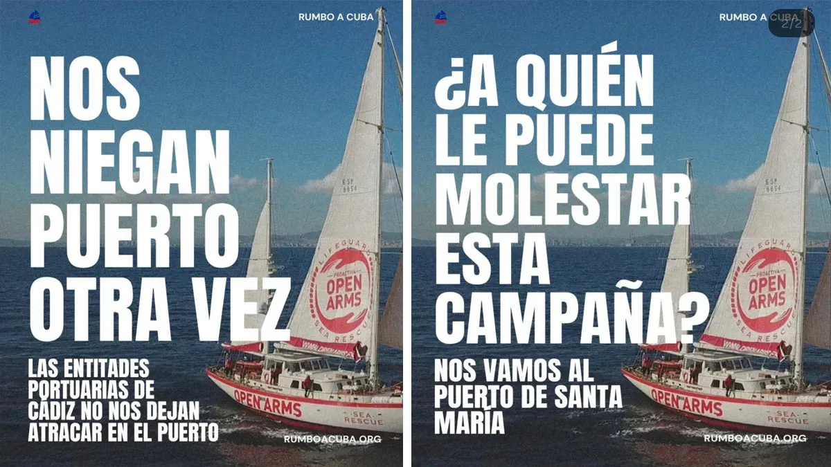 La expedición solidaria 'Rumbo a Cuba' acusa a Teófila Martínez de impedir su atraque en Cádiz