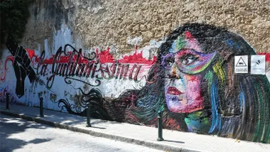 Mural de la última comparsa de Juan Carlos Aragón 'La gaditanisima'. Foto: Eulogio García.