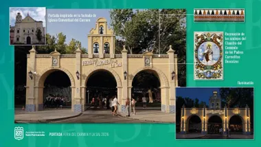 Poster con la portada nueva, con varios arcos, de la Feria de San Fernando.
