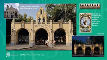 Poster con la portada nueva, con varios arcos, de la Feria de San Fernando.