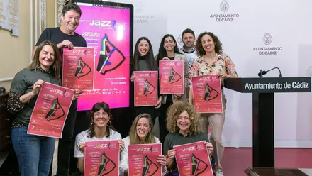 Imagen de la presentaci´pon del festival de jazz de Cádiz en el Ayuntamiento.