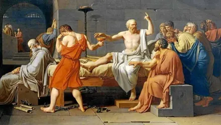 El cuadro "La muerte de Sócrates" en el que el filósofo da su último discurso.