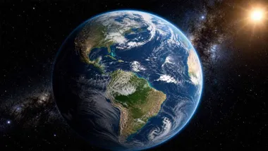 Tierra esférica y en un lado el sol.