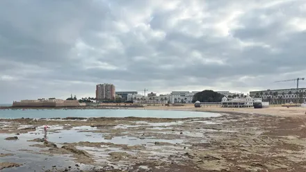 Bajamar en La Caleta con un cielo gris y nublado este domingo 14 de junio.
