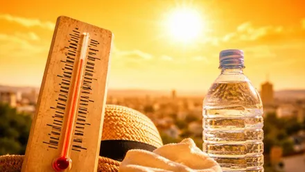 Termómetro indicando subida de temperatura y calor.