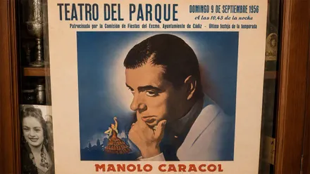 Cartel de una actuación de Manolo Caracol en el Teatro del Parque en 1956. Foto: Redes Sociales.