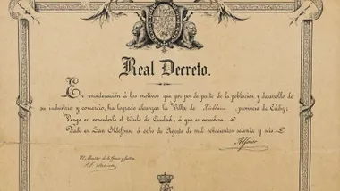 Documento, amarilleado por el tiempo, histórico de Chiclana.