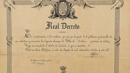 Documento, amarilleado por el tiempo, histórico de Chiclana.