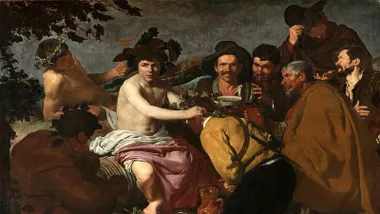 Pintura de Velázquez que representa al dios Baco rodeado de borrachos.
