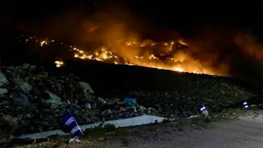Una de las primeras imágenes del incendio de Miramundo. Foto: ABPC.